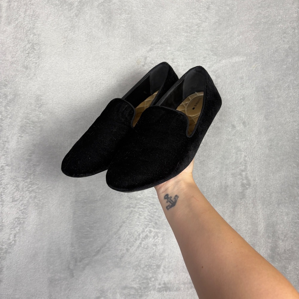 Birdies Starling Black Velvet Smoking Slipper Loafers Men Size 10